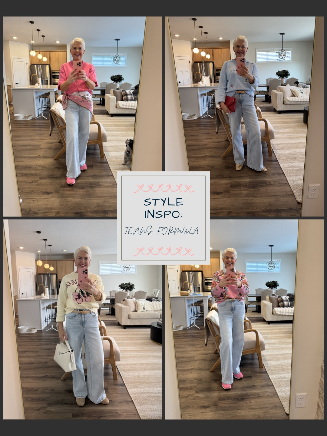 Spring Style Inspo: Jeans Outfit Formula. A good pair of light jeans is the foundation—add a colorful sweater or sweatshirt, add a scarf or a chic belt, add cool sneakers or woven flats.  Effortlessly elevated every time! 

 #LTKgrwm #LTKootd #LTKmomlife