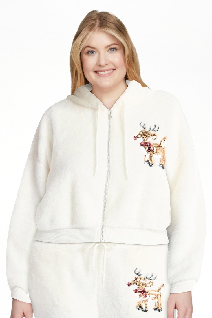 No Boundaries Christmas Plush Jacket, Women's & Women's Plus | Walmart (US)