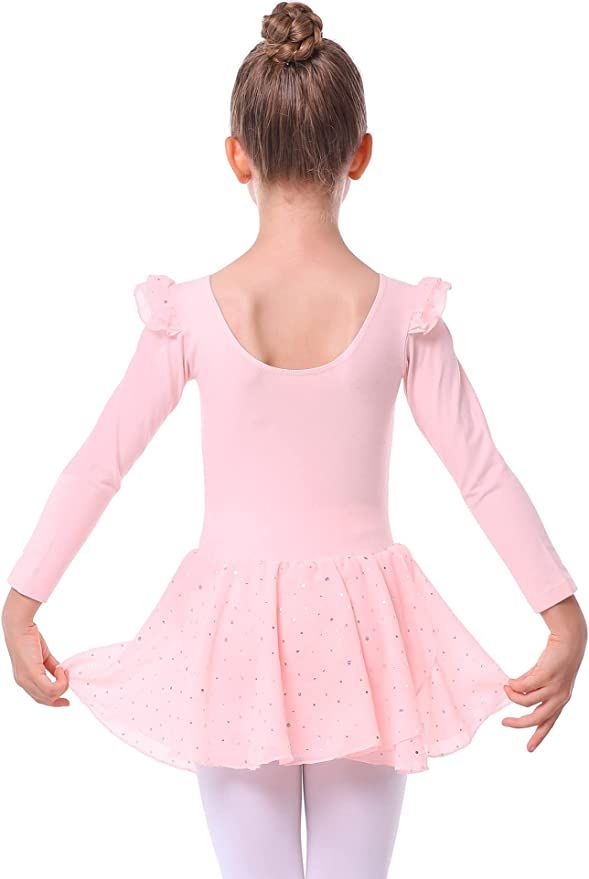 danswan Toddler Girls Long Sleeve Ballet Leotards Dance Dresses Tutu Outfit Ballerina with Glitte... | Amazon (US)