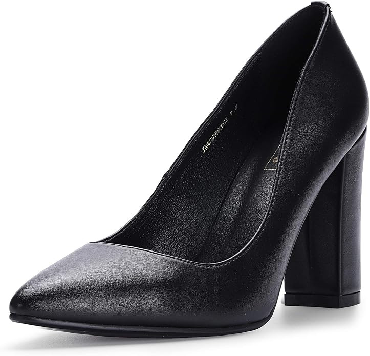 IDIFU Women's IN4 Chunky-HI Block High Heels Closed Pointed Toe Pumps Dress Office Shoes for Wome... | Amazon (US)