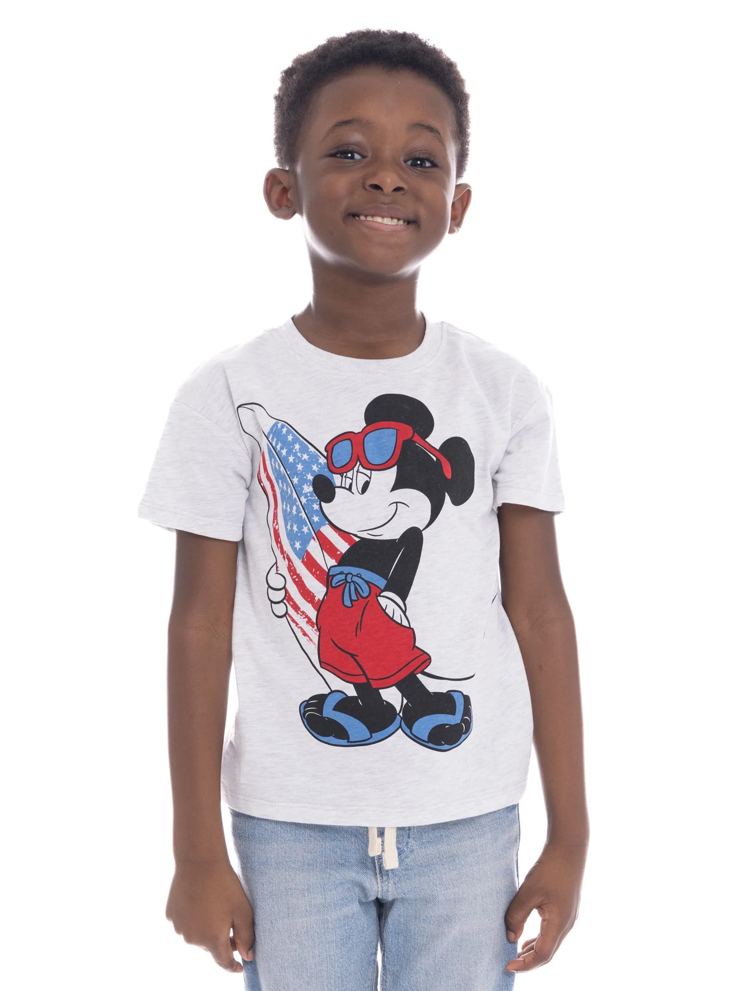 Mickey Mouse Toddler Boys Graphic Americana Crewneck Tee with Short Sleeves, Sizes 12M-5T | Walmart (US)