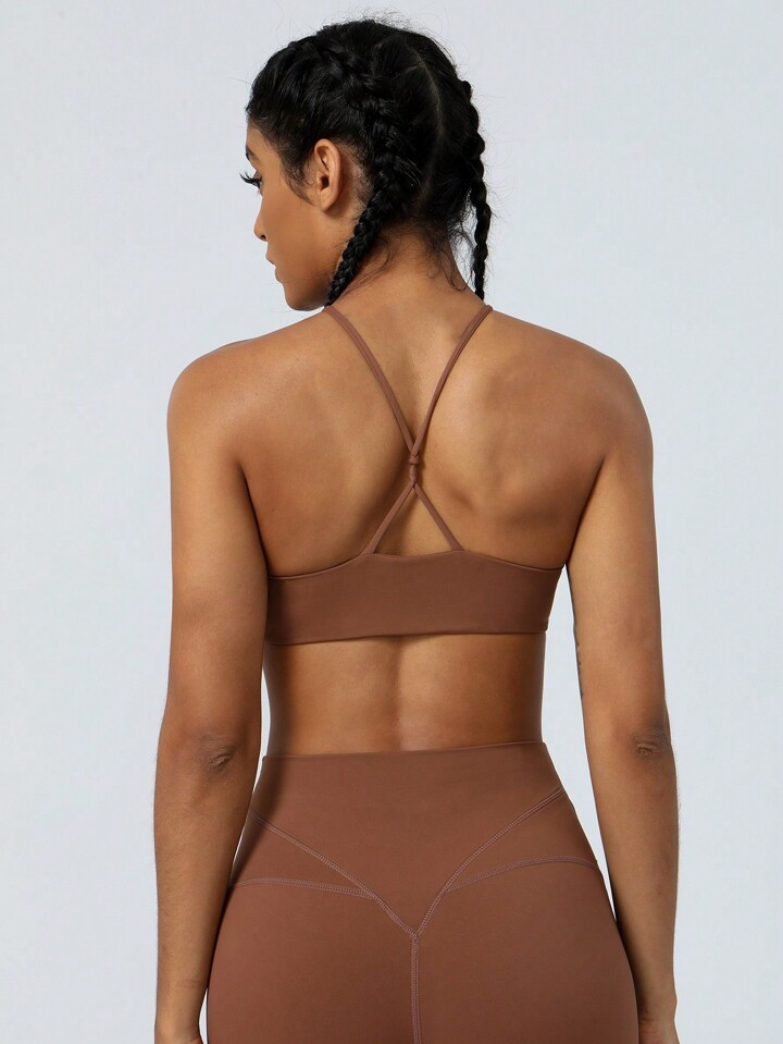 Women's Cross-Back Removable Padded Fitness, Yoga, Pilates Sports Bra With Attractive Back Design | SHEIN