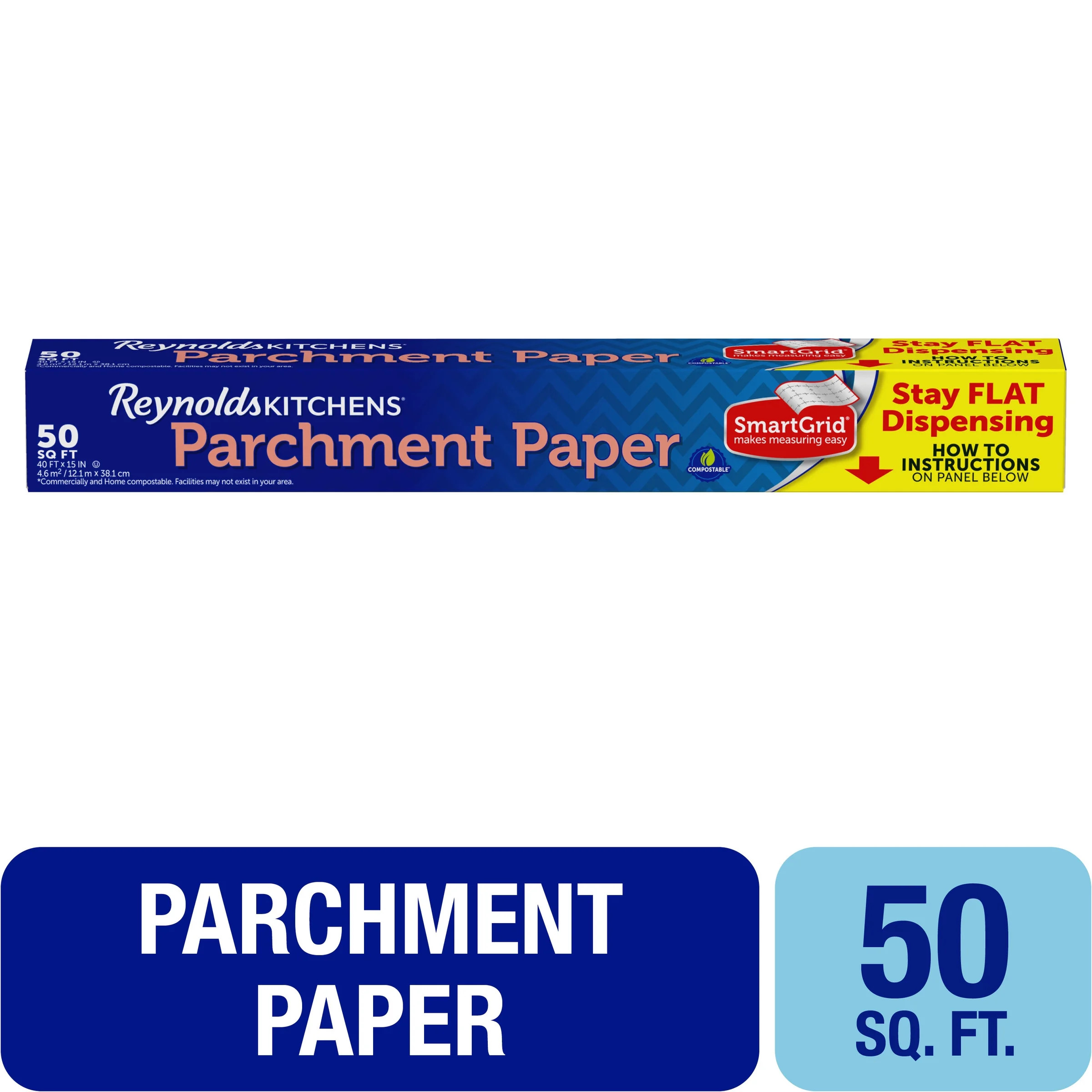Reynolds Kitchens Stay Flat Parchment Paper with SmartGrid, 50 Square Feet | Walmart (US)