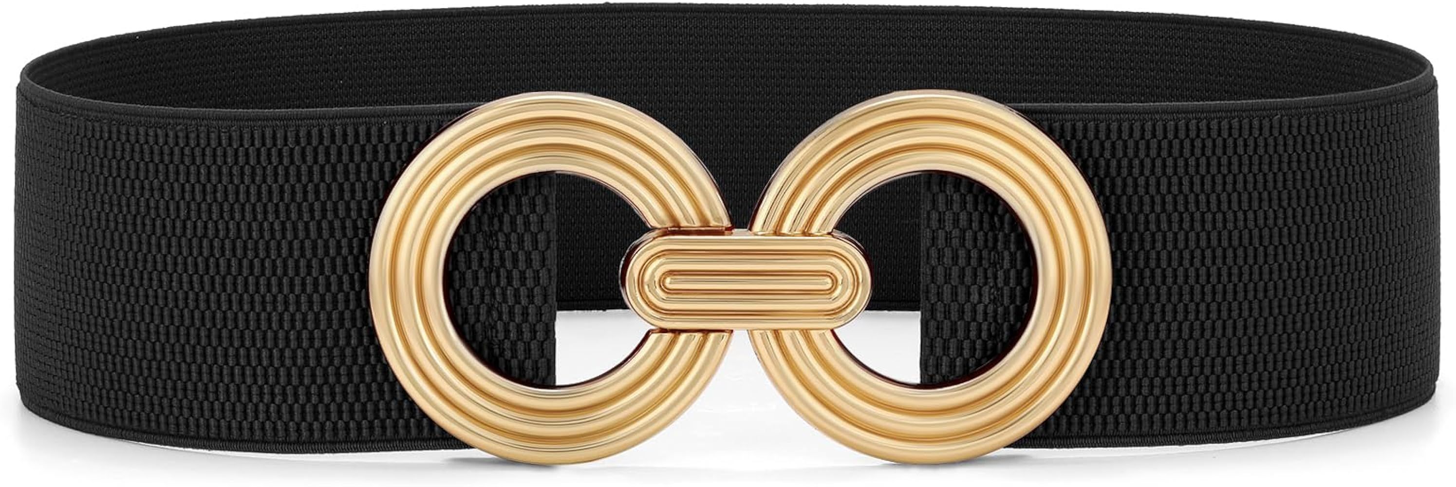 WHIPPY Women Wide Elastic Waist Belt Fashion Hollow Out Round Gold Buckle Stretchy Belt Waistband... | Amazon (US)