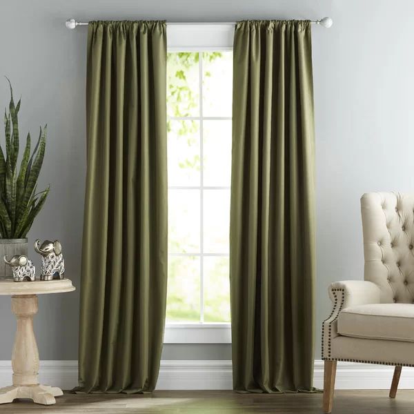 Antonioni Solid Blackout Thermal Rod Pocket Single Curtain Panel | Wayfair North America