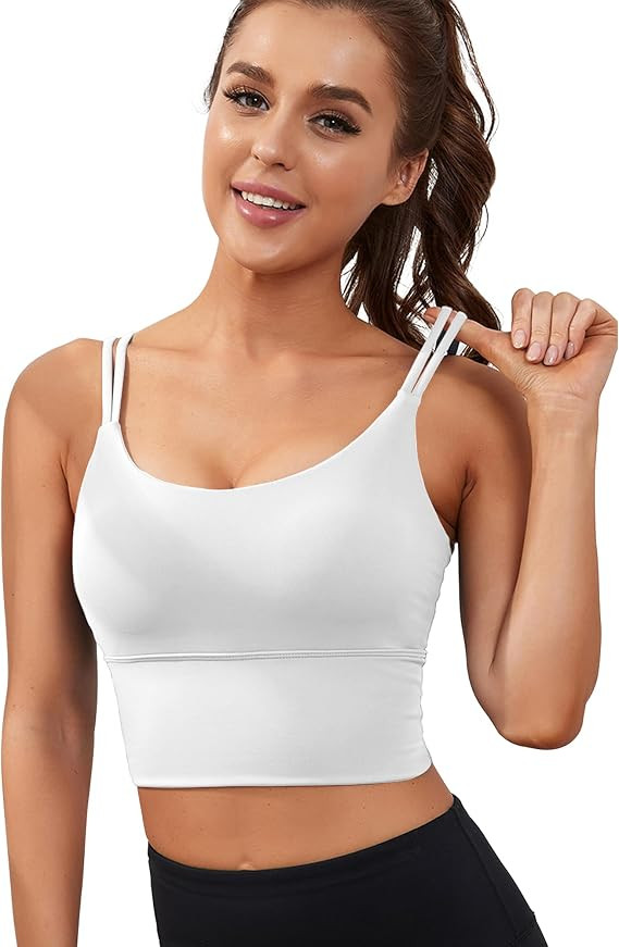 Everrysea Sports Bras for Women High Support Longline Workout Tank Tops Built in Bra Strappy Yoga... | Amazon (US)