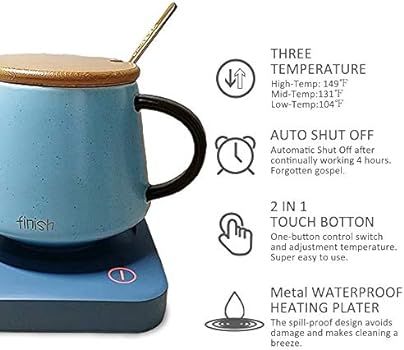 VOBAGA Coffee Mug Warmer, 4 Hours Auto Shut Off Cup Warmer for Office Home Desk Use with 3 Temperatu | Amazon (US)