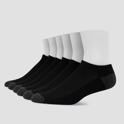 Hanes Premium Men's X-Temp Breathable No Show Socks 6pk - Black 6-12: Moisture Wicking, Midweight... | Target