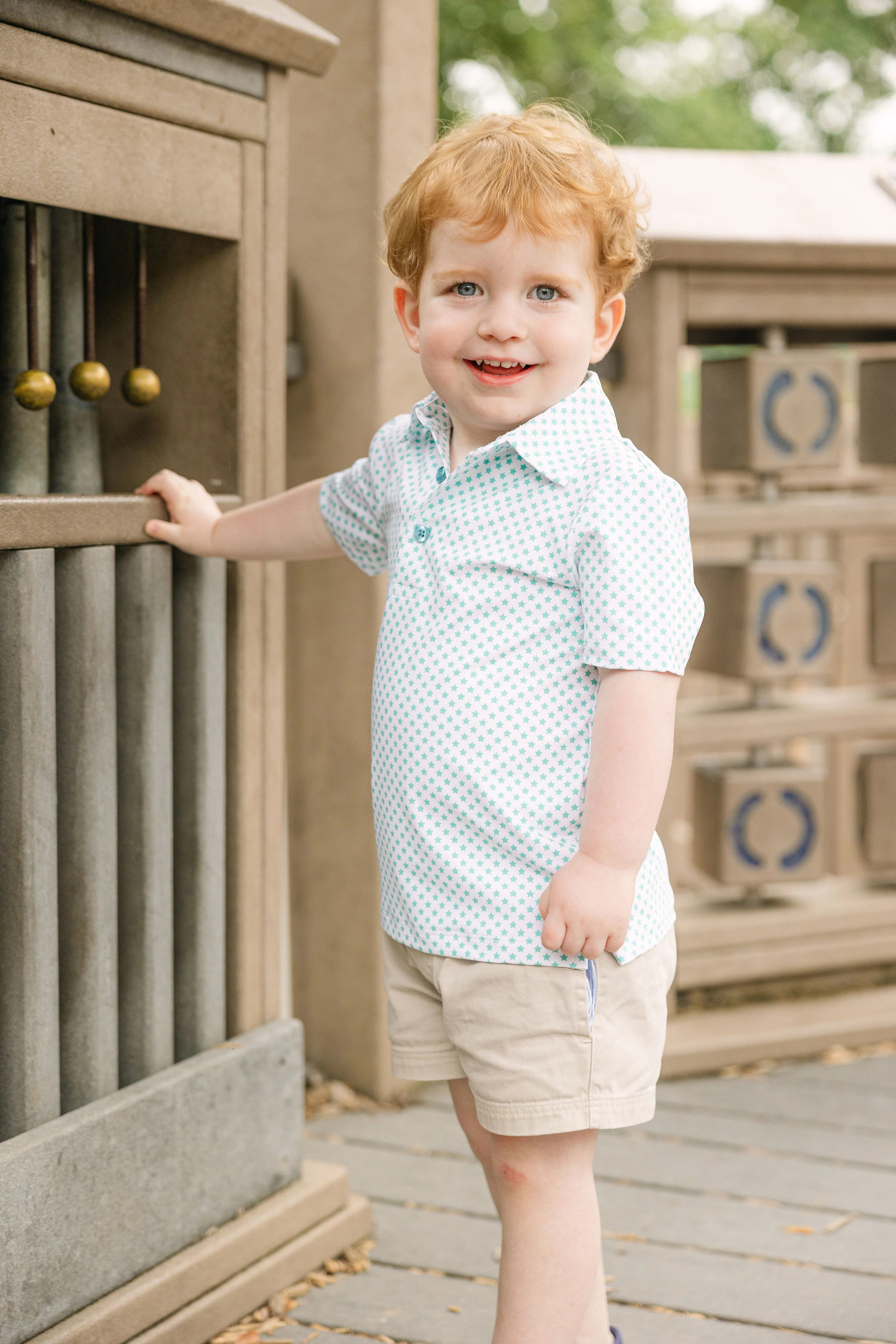 Green Stars Boys' Polo (FINAL SALE) | Poppy Kids Co