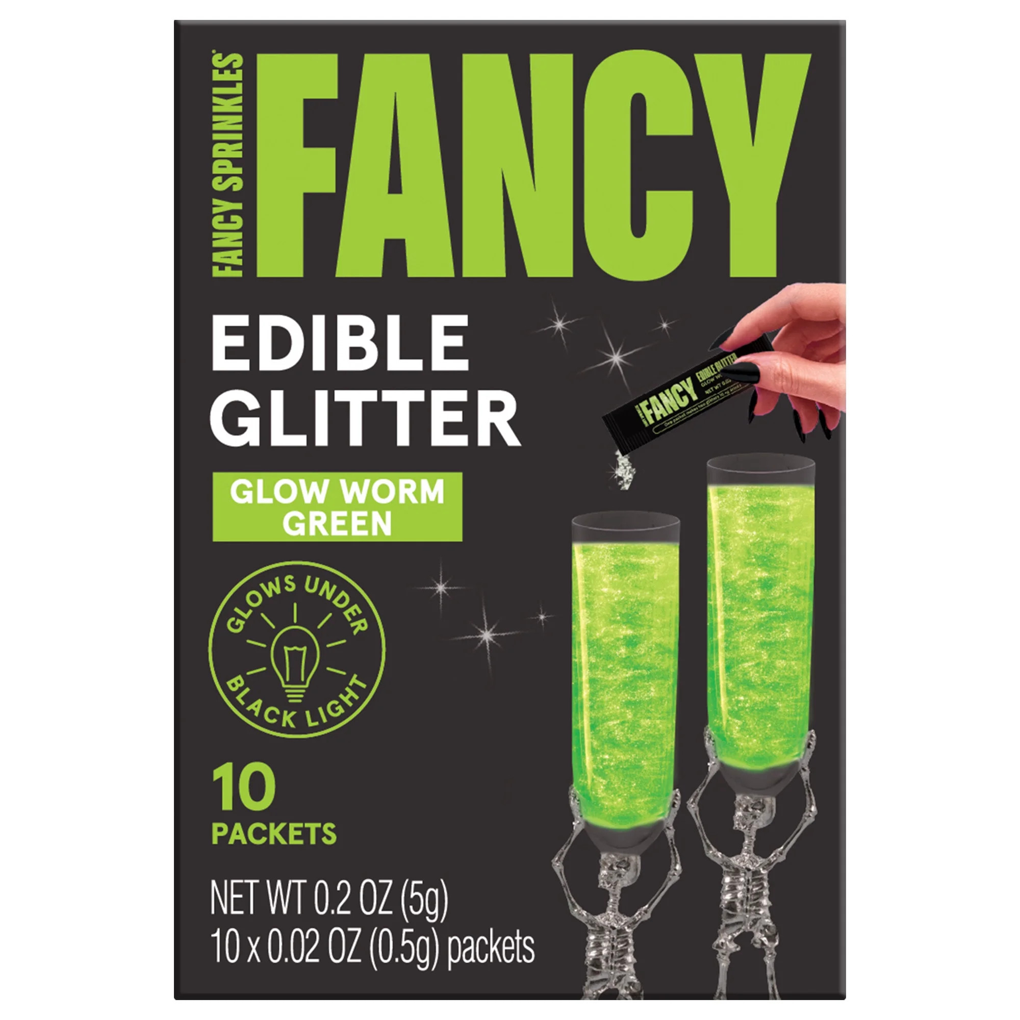 Fancy Sprinkles Glow Under Black Light Edible Glitter Packets, 0.2 oz, 10 Count | Walmart (US)
