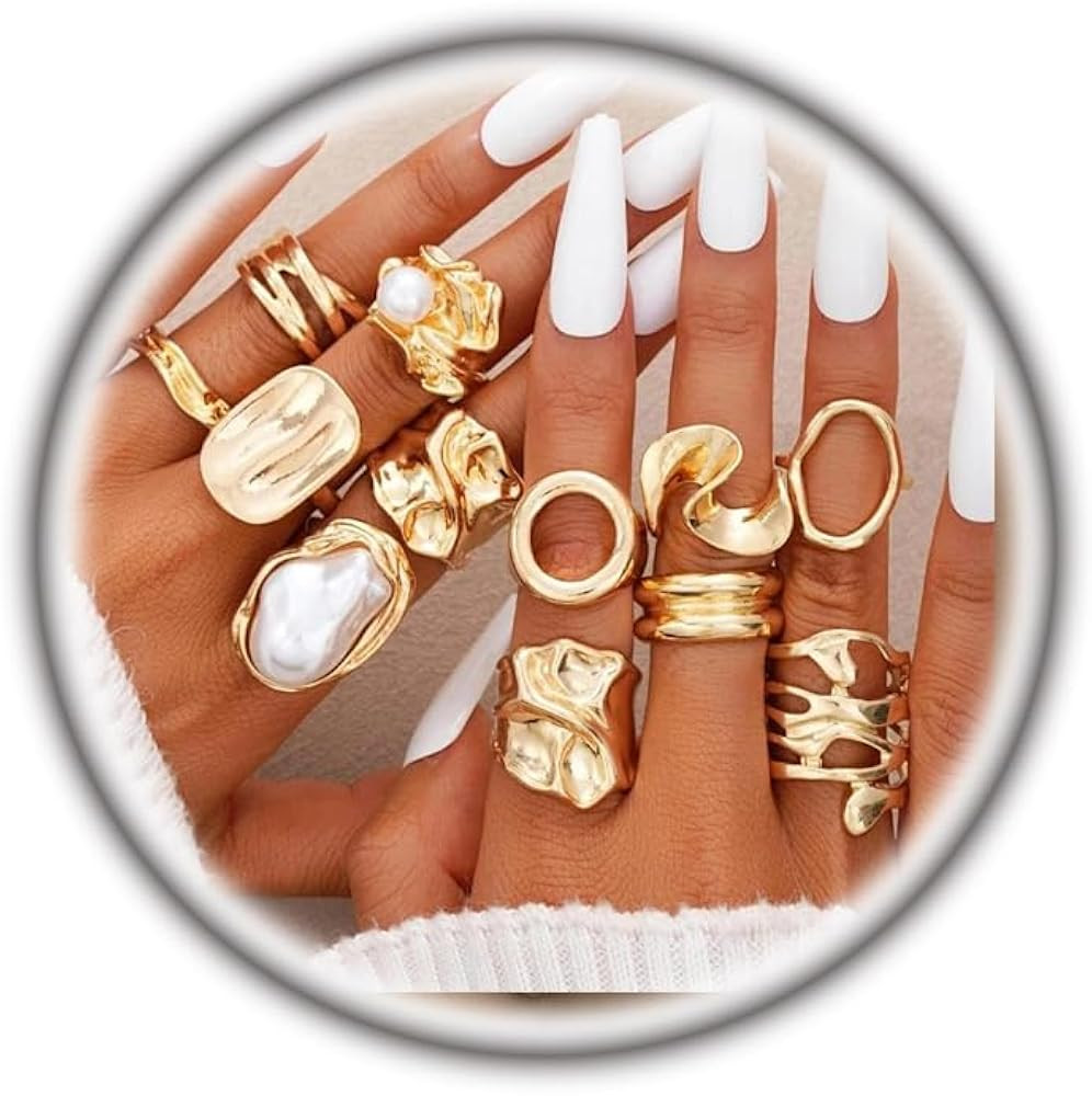 Product Information: This metal baroque pearl ring set weighs approximately 1.76 ounces. The baro... | Amazon (US)