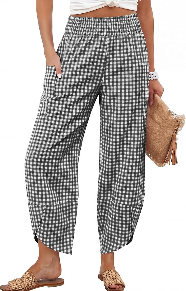 ANRABESS Womens Wide Leg Palazzo Capri Pants 2026 Summer Casual High Waisted Barrel Lounge Flowy ... | Amazon (US)