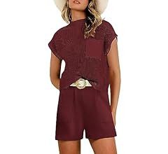 Prinbara Women's 2 Piece Outfits Summer Sweater Short Sets Knit Pullover Tops and Shorts Tracksui... | Amazon (US)