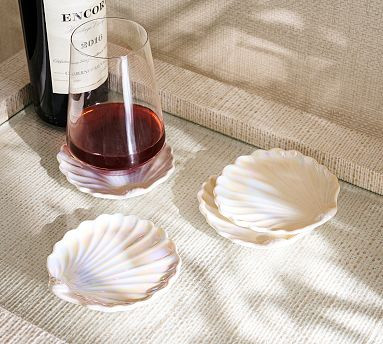 Pearlescent Shell Stoneware Coasters - Set of 4 | Pottery Barn (US)