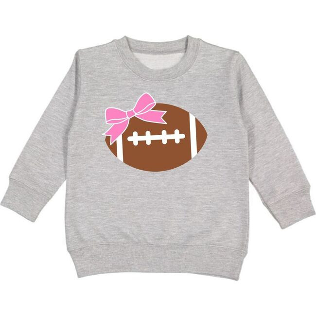 Football Bow Long Sleeve Sweatshirt, Grey | Maisonette