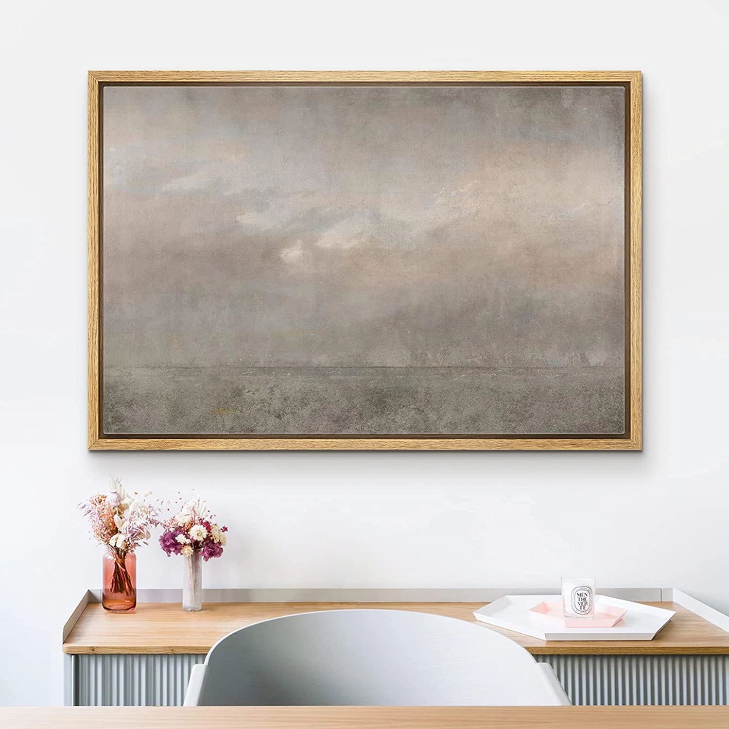 SIGNLEADER Framed Canvas Print Wall Art Dark Brown Storm Cloud Landscape Abstract Shapes Illustra... | Wayfair North America