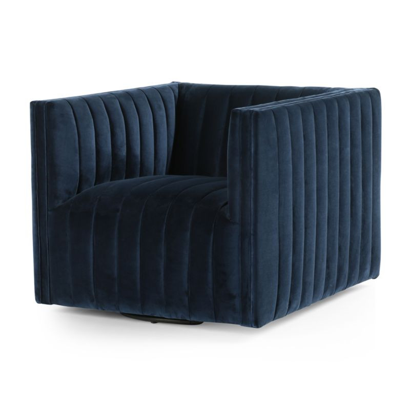 Cosima Blue Channel Tufted Chair + Reviews | Crate and Barrel | Crate & Barrel