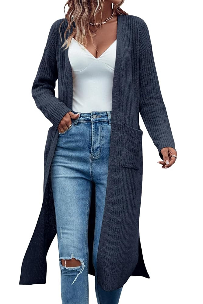 Danedvi Long Cardigan Sweaters for Women Ribbed Knit Open Front Long Sleeve Oversized Fall Casual... | Amazon (US)