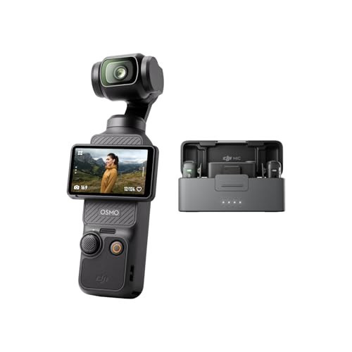 DJI Osmo Pocket 3 + Mic 2 (2 TX + 1 RX + Charging Case), Vlogging Camera with 1'' CMOS & 4K/120fps Video, 3-Axis Stabilization, Fast Focusing, Face/Object Tracking, 2" Rotatable Touchscreen | Amazon (UK)