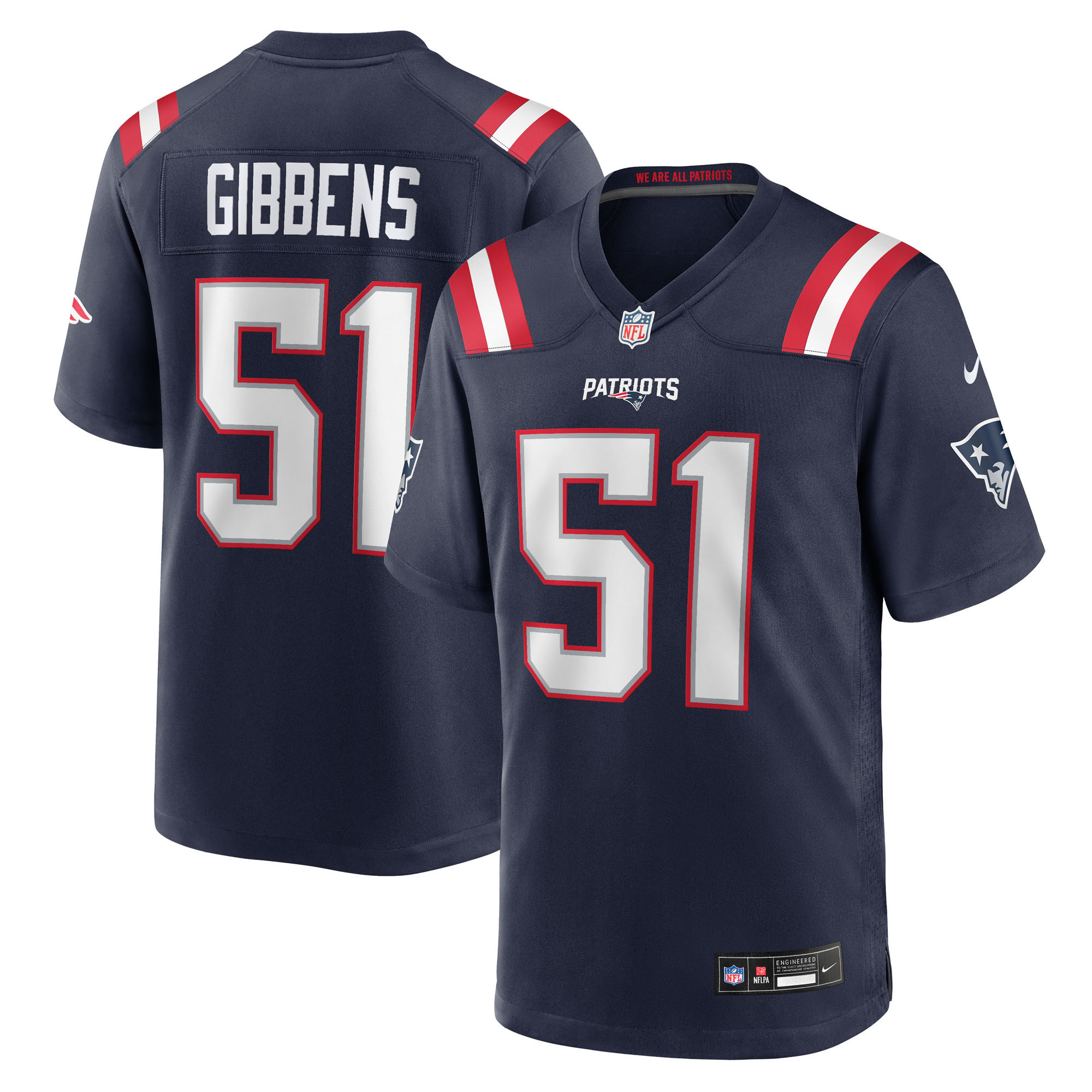 Men's Nike Jack Gibbens Navy New England Patriots Team Game Jersey | Fanatics