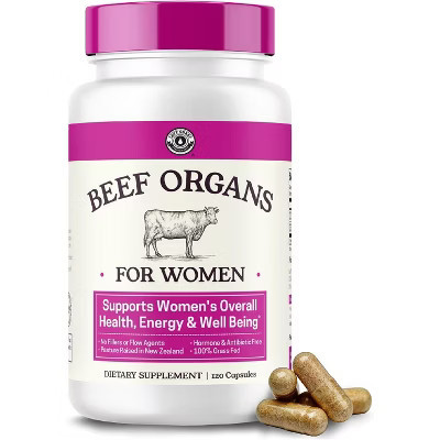 Beef Organ Supplement for Women, Beef Liver, Kidney, Heart & Uterus Tissue, Supports Women's Overall Energy and Health, Left Coast Performance, 120ct | Target
