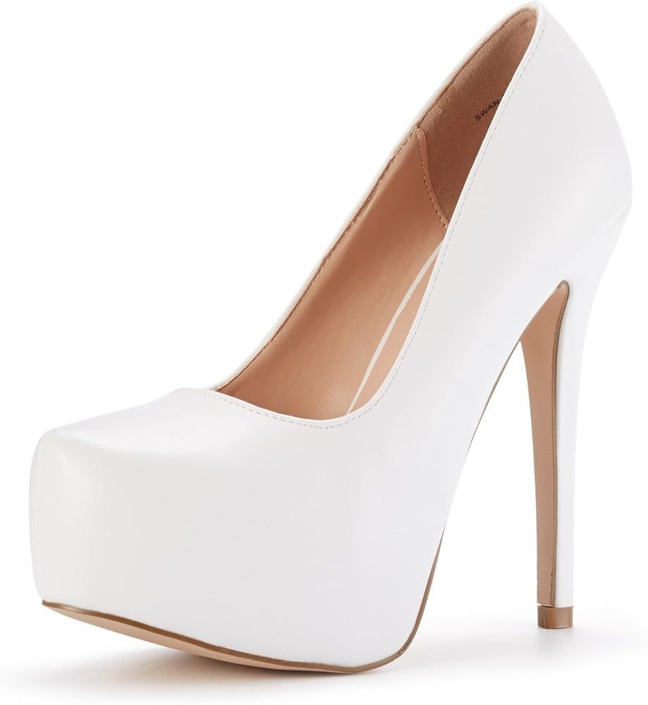 DREAM PAIRS Women's Swan-30 High Heel Plaform Dress Pump Shoes | Amazon (US)