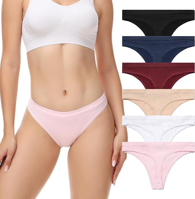 LEVAO Seamless Thongs for Women No Show Thong Panties Stretch Soft T-Back Sexy Underwear Multicol... | Amazon (US)