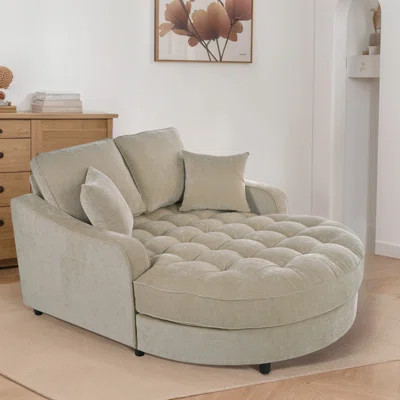 Large Round Upholstered Chaise Lounge,Modern Sleeper Chair | Wayfair North America
