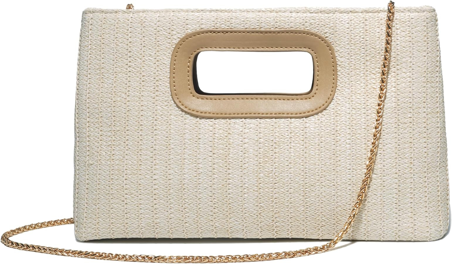 Convertible Trendy 2025 Faux Wicker & Raffia Clutch Purse for Women with Crossbody Strap in Neutr... | Amazon (US)