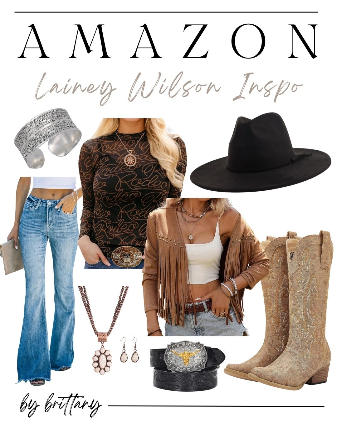 Amazon western outfit inspo 🤎 Cowboy boots, flared jeans, statement belt buckles, fringe layers, and elevated cowgirl accessories—all affordable and easy to recreate. These Amazon finds are perfect for everyday western style, concerts, rodeos, country nights, or casual fall outfits. Everything is linked and true-to-size ✨

#LTKootd #LTKSeasonal #LTKgrwm