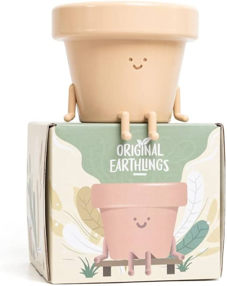 Sitting Indoor Plant Pot, Unique Cute Plastic Flower Pot with Face, 3.5 Inch Succulent/Cactus Gif... | Amazon (US)