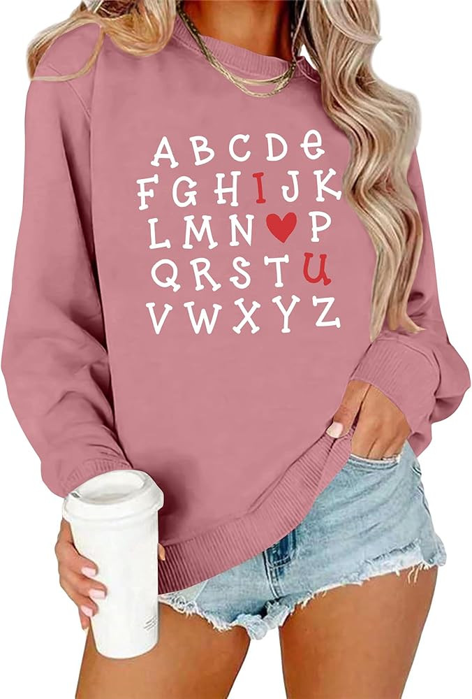 NEWWEN Valentines Sweatshirt for Women Teacher Valentine Shirts You Are Love Heart Long Sleeve Sh... | Amazon (US)