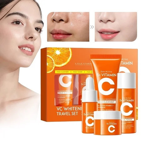Hydrating Skincare Cleanser Set - 5 X Vitamin C Skin Set Routine Set Facial Skin Products Set with Cleanser Skin Kit for Firming & Five C and Moisturizing Travel Outfit Cleansing a Makeup Organizers | Walmart (US)