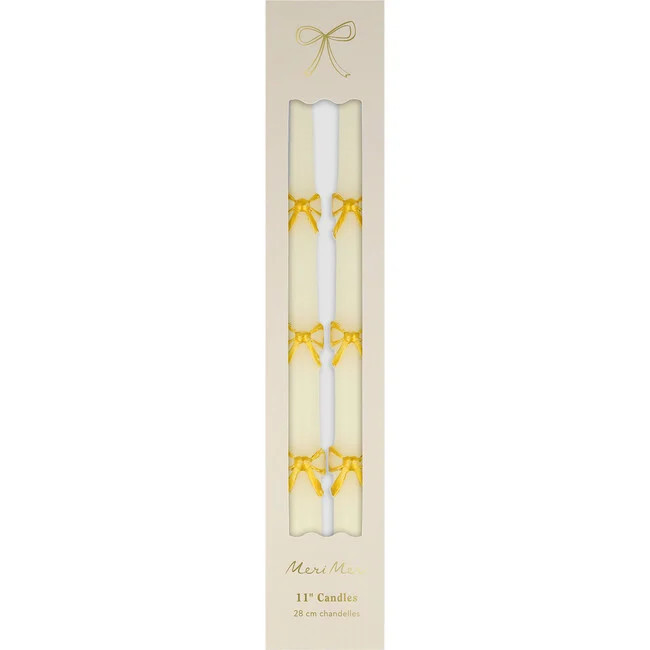 Meri Meri | Gold Bow Taper Candles | Maisonette | Maisonette