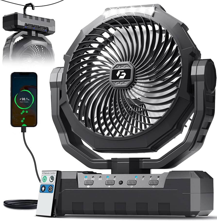 FRIZCOL 3-in-1 Camping Fan - Portable Fans Rechargeable - 24000mAh Battery Powered Fan with Light... | Amazon (US)