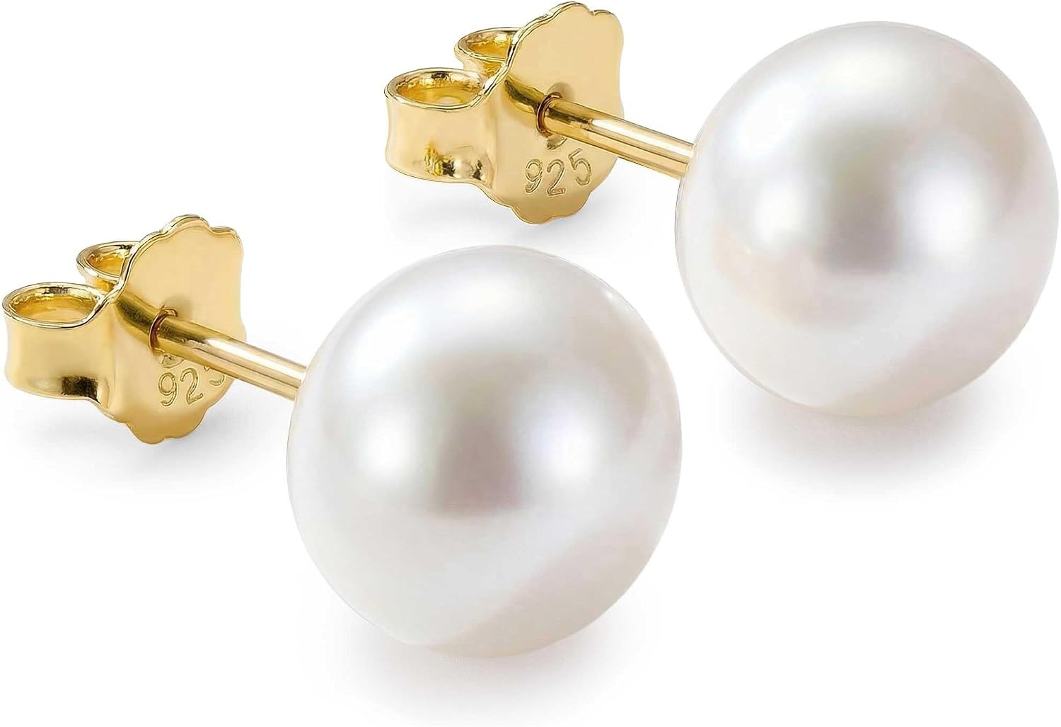 KEZEF White Freshwater Cultured Pearl Stud Earrings, 5.5 to 11mm | Amazon (US)
