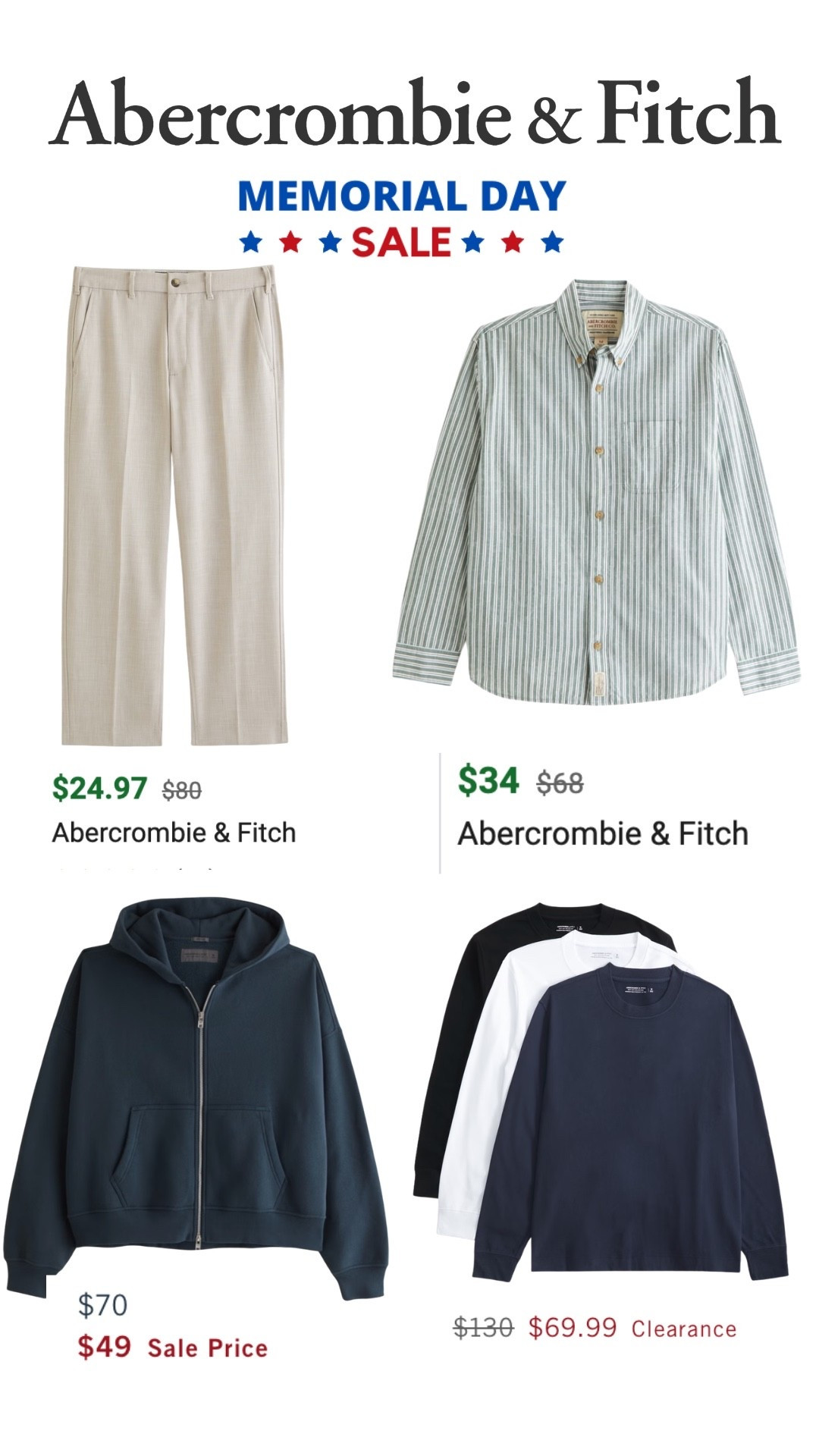 Abercrombie’s Memorial Day sale is stacked right now 🔥 Easily some of the best basics, trousers, hoodies, and button-ups you can grab for summer before sizes disappear. #LTKMens #Abercrombie #MensFashion #SummerStyle #Menswear #LTKSaleAlert #CasualStyle #OutfitInspoMen #FashionDeals #MinimalMenswear

#LTKgrwm #LTKootd