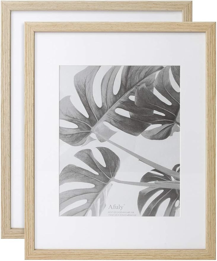 Afuly 11x14 Picture Frames 8x10 with Mat Photo Frame Natural Wood Texture Wall Mounted Gallery Sc... | Amazon (US)