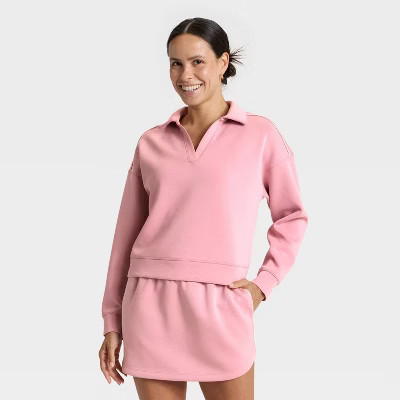 Women's Airy Sleek Polo Sweatshirt - All In Motion™ Mauve S | Target