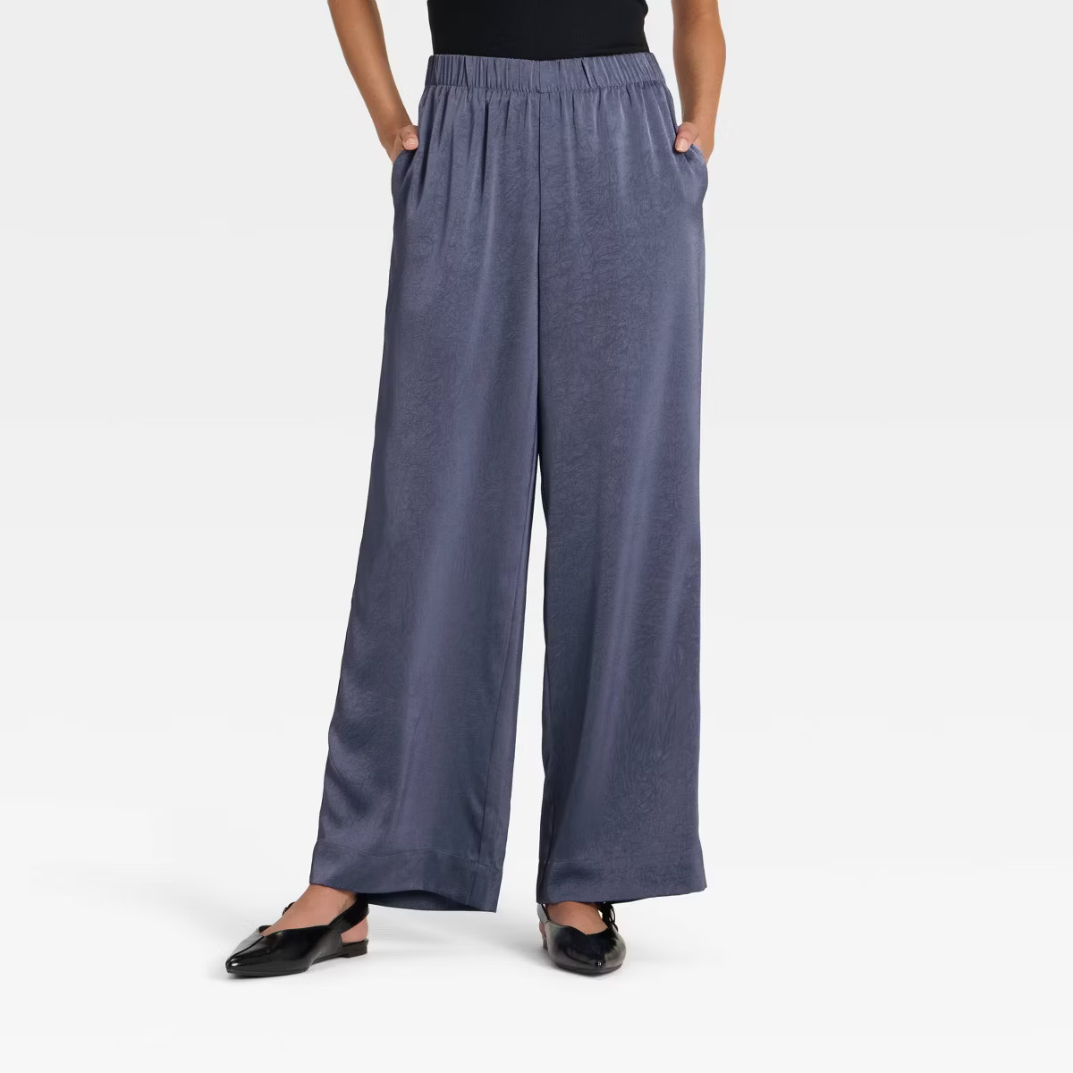 Women's Crinkled Satin Pull-On Pants - A New Day™ | Target