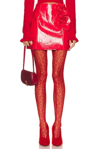 Liva Faux Leather Rose Skirt | FWRD 