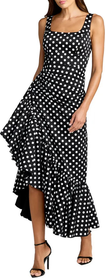 Sleeveless Polka Dot Midi Dress with Ruffled Hem | Nordstrom