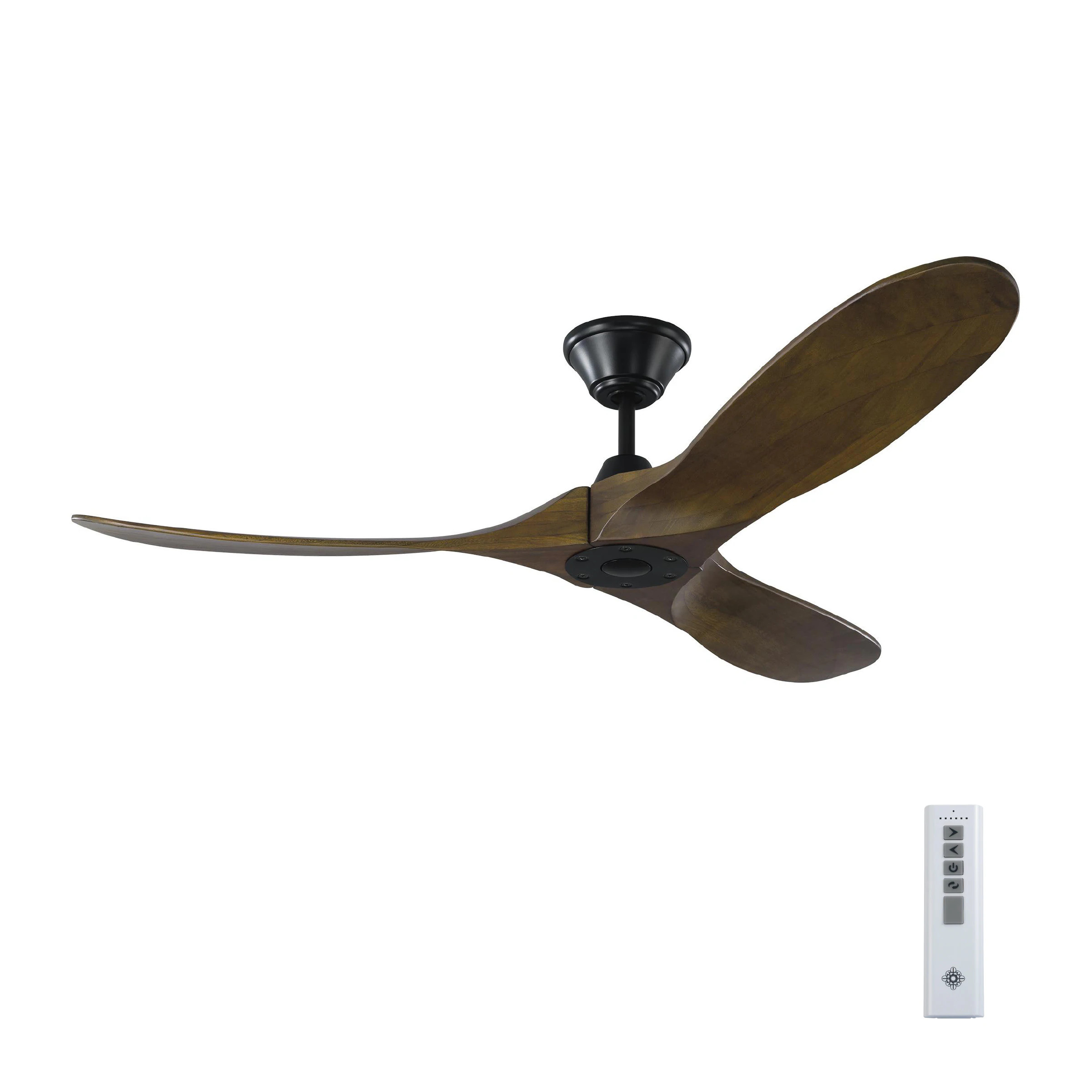 Generation Lighting Maverick 52-in Matte Black with Dark Walnut Blades Covered Outdoor Propeller Ceiling Fan Without Light and Remote Control | Lowe's