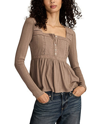 Women's Embroidered Peplum Long-Sleeve Top | Macy's