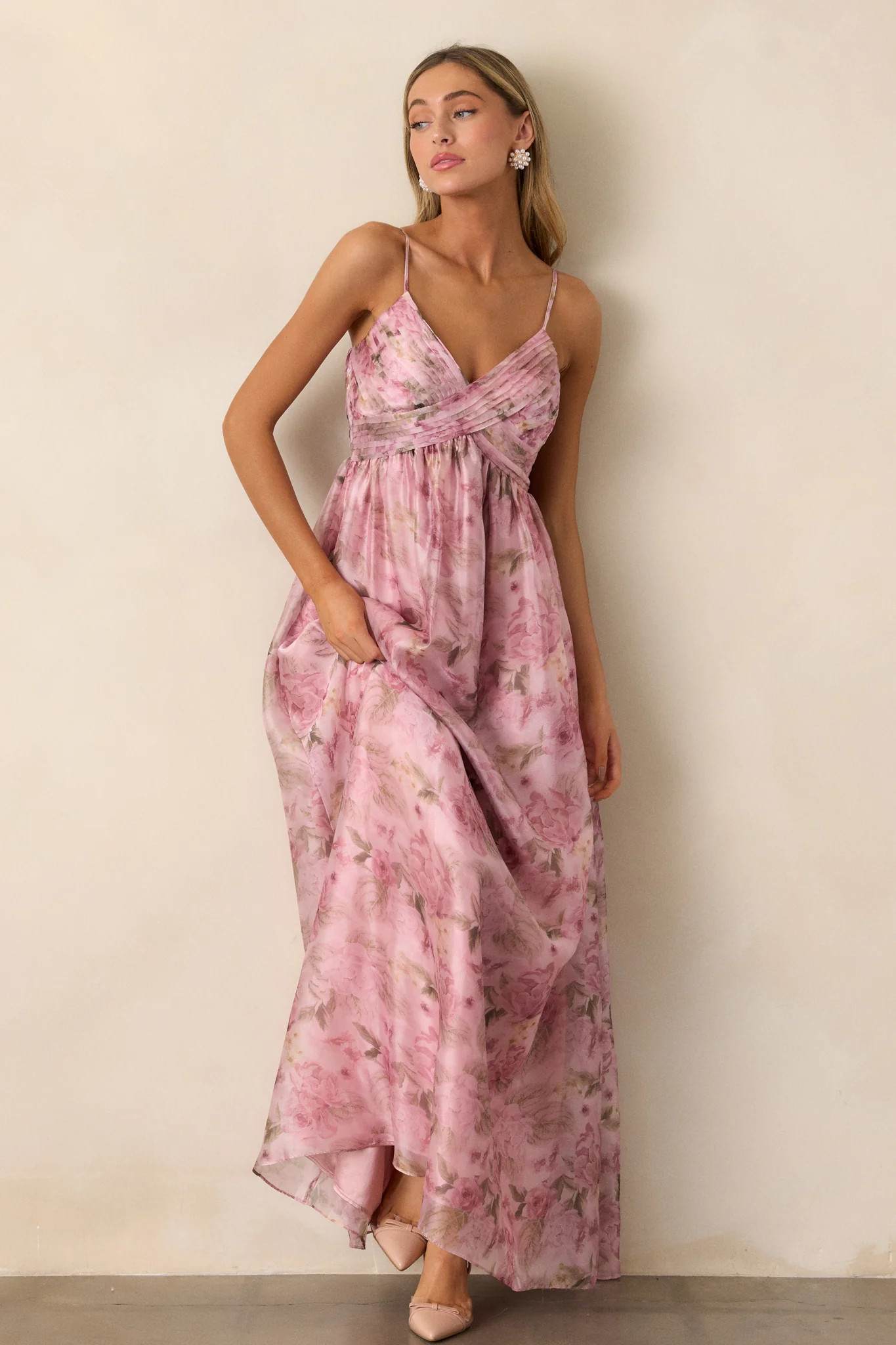 Blooming In Essence Pink Floral Maxi Dress | Red Dress