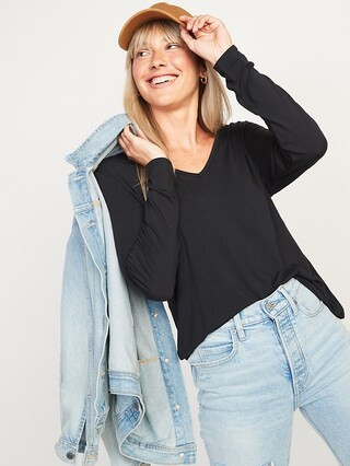 Luxe V-Neck Long-Sleeve T-Shirt for Women | Old Navy (US)