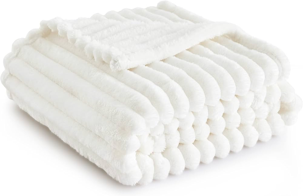 Bedsure White Fleece Throw Blanket for Couch - Super Soft Cozy Blankets for Women, Cute Small Bla... | Amazon (US)