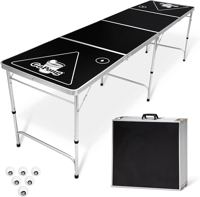 GoPong 8 Foot Portable Beer Pong / Tailgate Tables (Black, Football, American Flag, or Custom Dry... | Amazon (US)