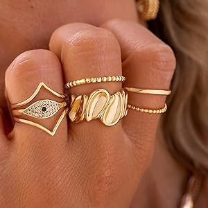 Gold Concave Ring for Women Twisted 14K Gold Plated Minimalist Stack Chunky Band Finger Jewelry S... | Amazon (US)