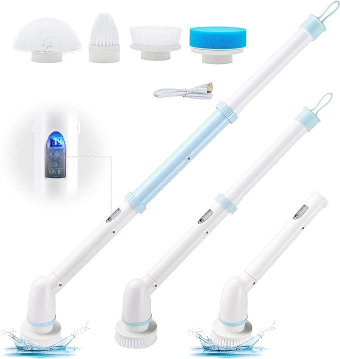 Electric Spin Scrubber, Vuitte Cordless Cleaning Brush with Adjustable Extension Arm 4 Replaceabl... | Amazon (US)